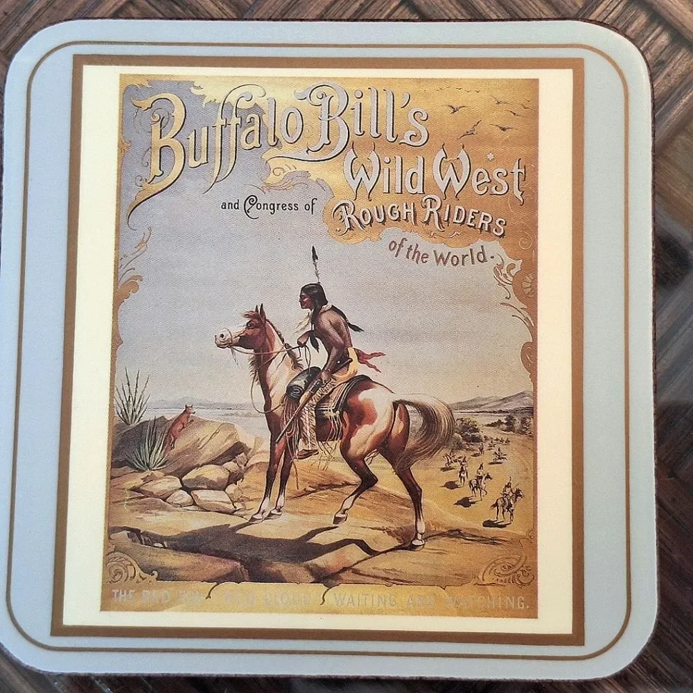 Vintage Pimpernel Coasters Buffalo Bill Wild West Made in England Six Boxed (6)